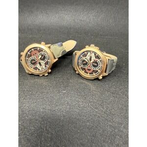 Lot of 2 Geneva Men's Oversized Military Style Watches Green Black Strap